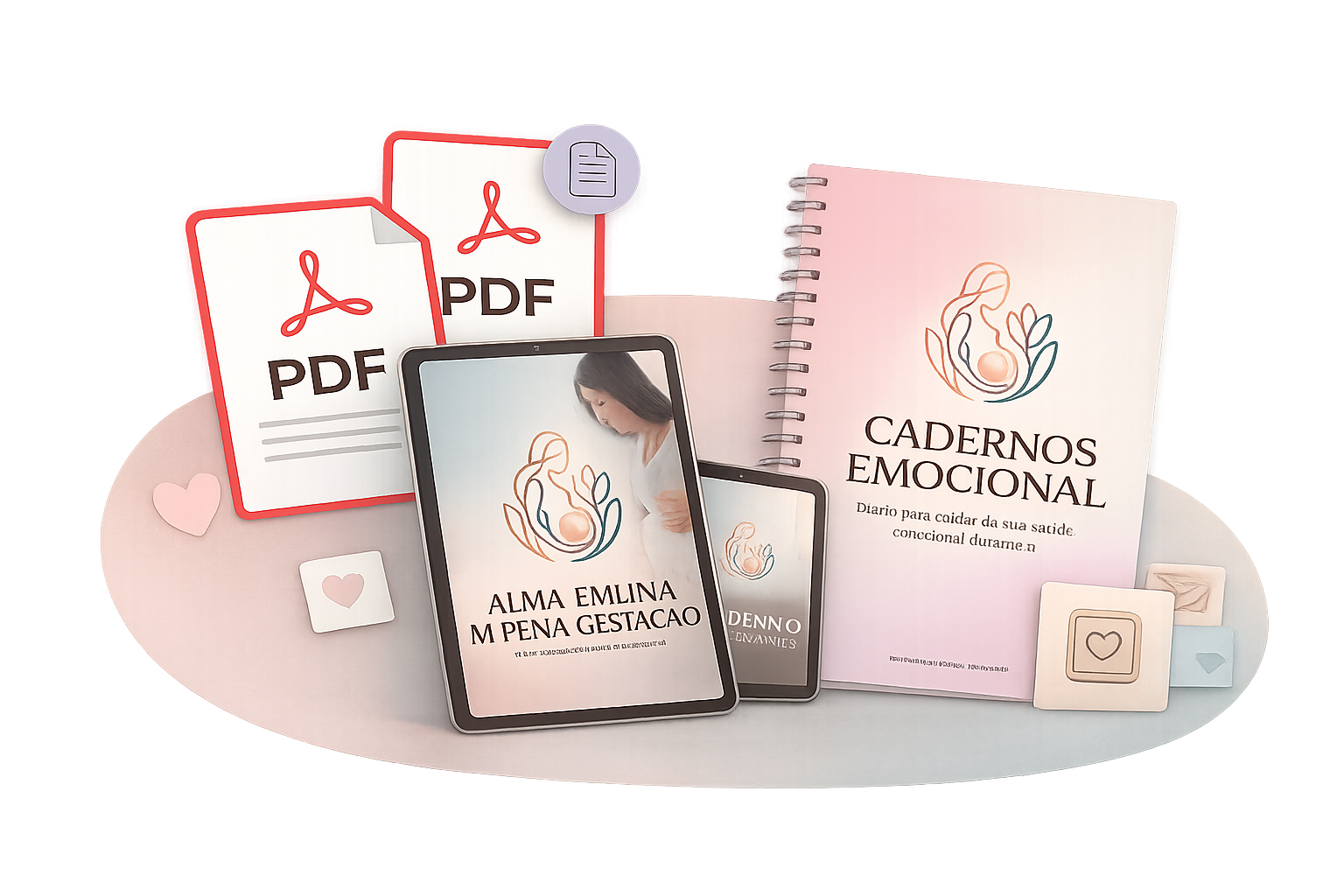 Pacote completo do Guia da Gestante - E-books, PDFs, cadernos emocionais e conteúdo digital